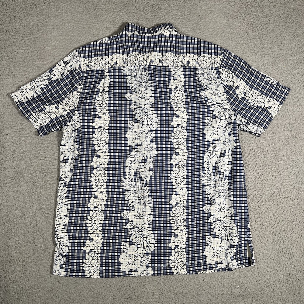 Tommy Bahama Shirt Mens Large Blue Floral Plaid 100% Silk Casual Preppy Pocket - Picture 11 of 12